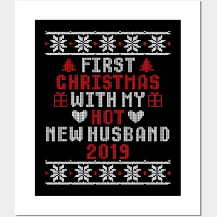 2019 Couple Gift First Christmas With My Hot New Husband Ugly Xmas Posters and Art